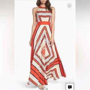 Eliza J Scarf Print Crêpe de Chine Fit & Flare Maxi Dress - Size 2 - Like New!